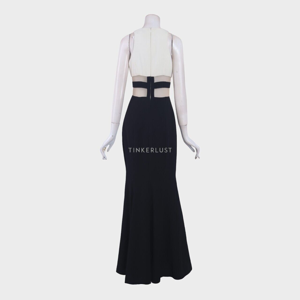 Stellarissa Sleeveless Front Slit Black & White Chiffon Long Dress
