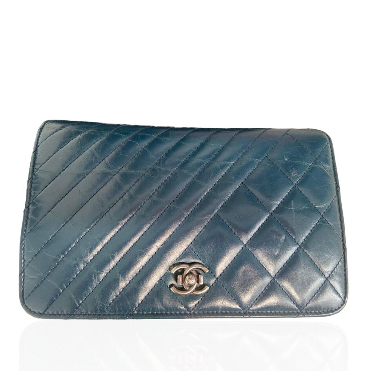 Chanel Quilted Coco Boy Wallet On Chain WOC Blue Sling Bag