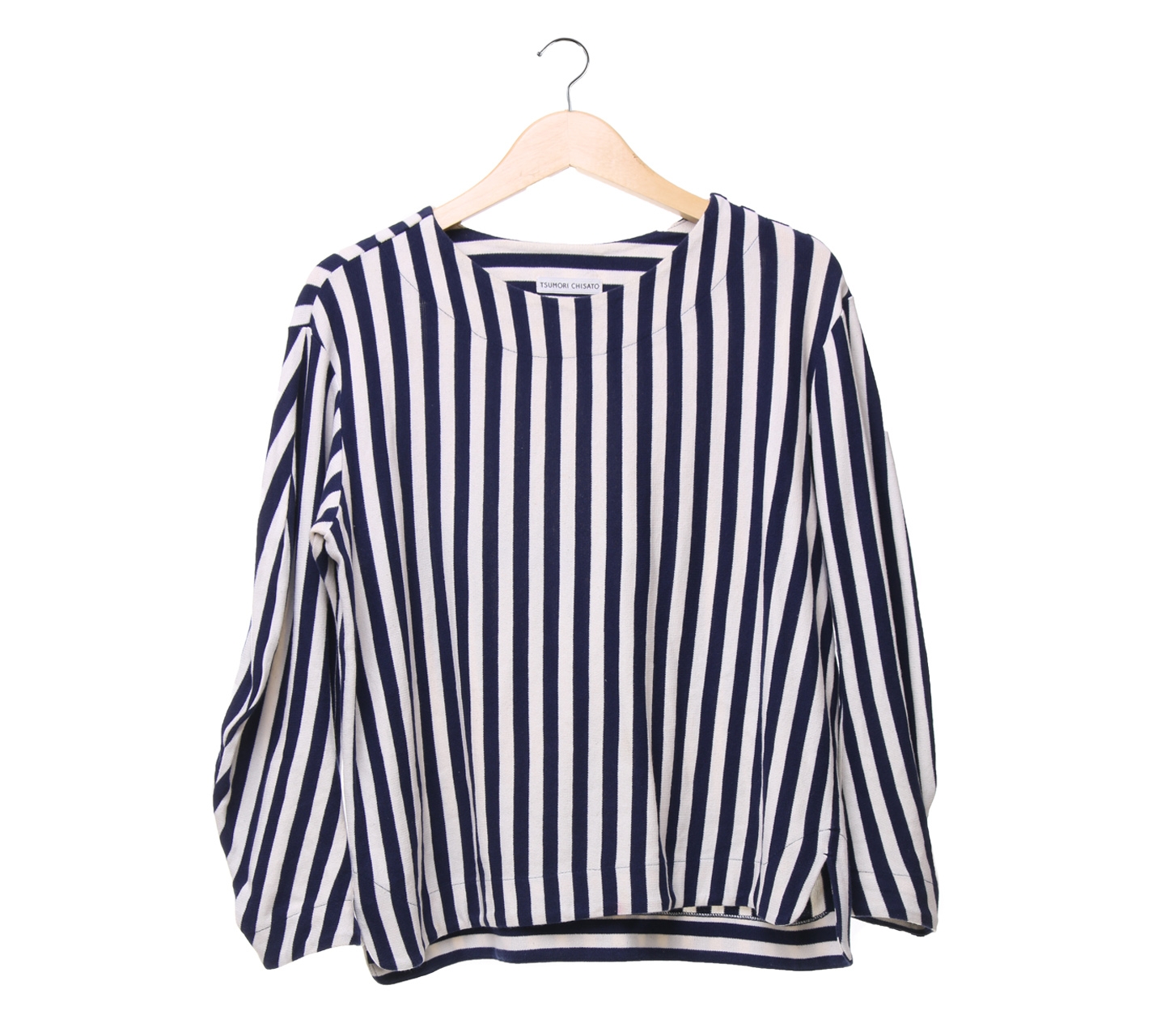 Tsumori chisato navy off white striped blouse