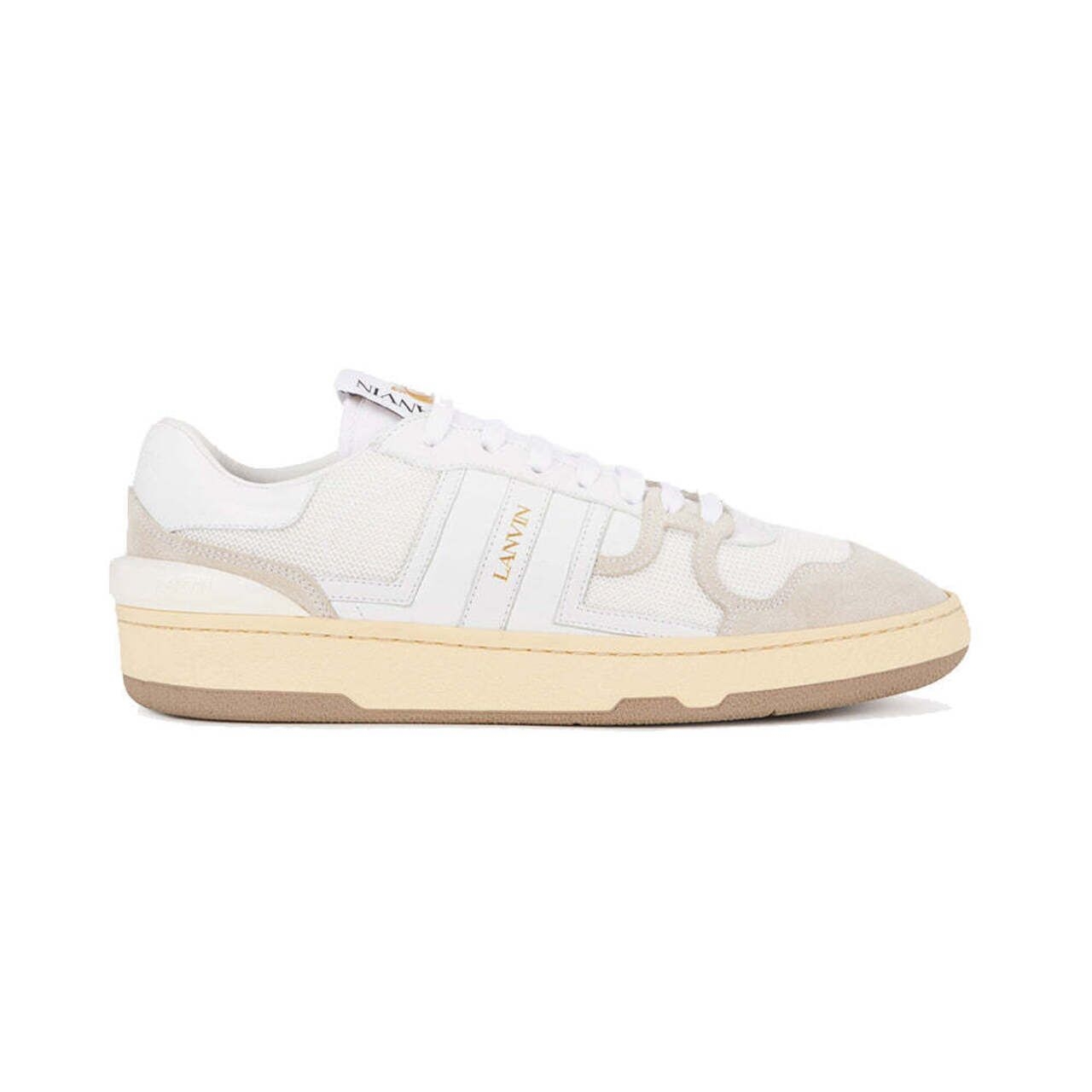 Lanvin Clay Low-top Sneakers Leathers and Mesh All White Men