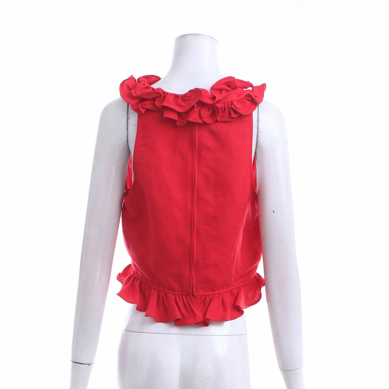 C/MEO Collective Red Ruffle Crop Sleeveless