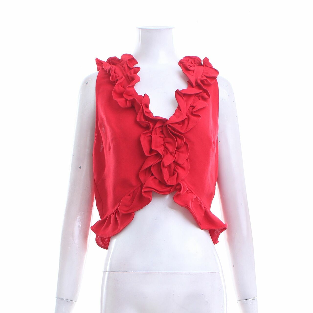 C/MEO Collective Red Ruffle Crop Sleeveless