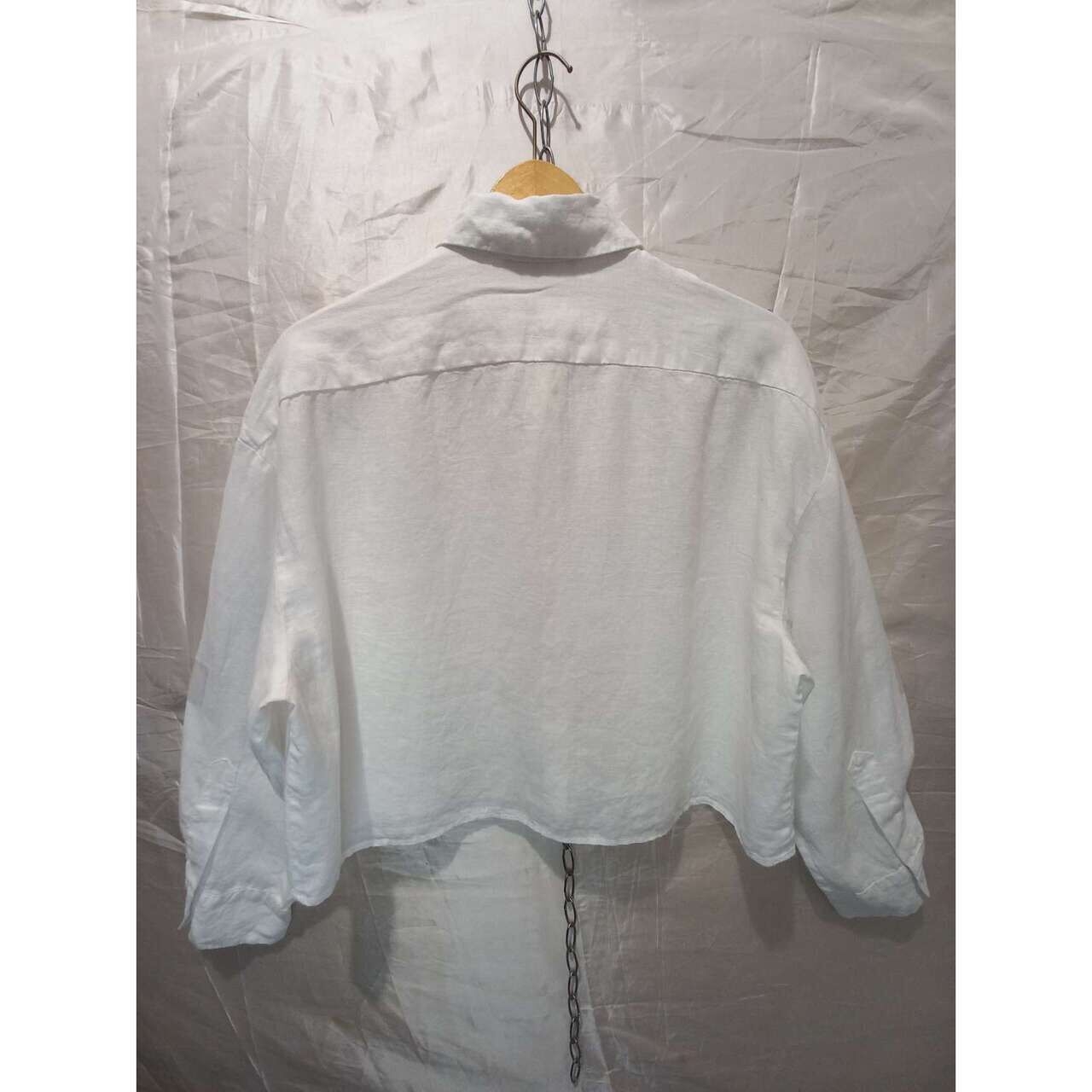 Zara White Cropped Shirt