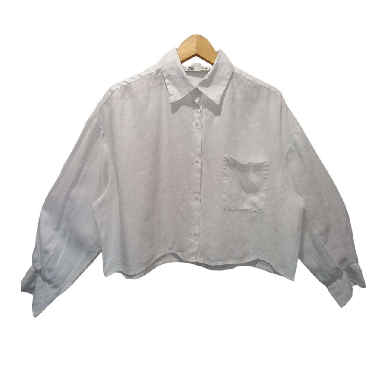 Zara White Cropped Shirt