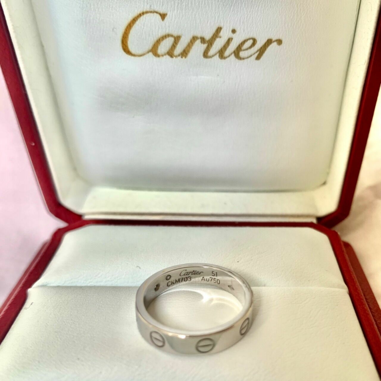 Cartier White Gold Love Band 1 Diamond Mint Condition With Box And Cert