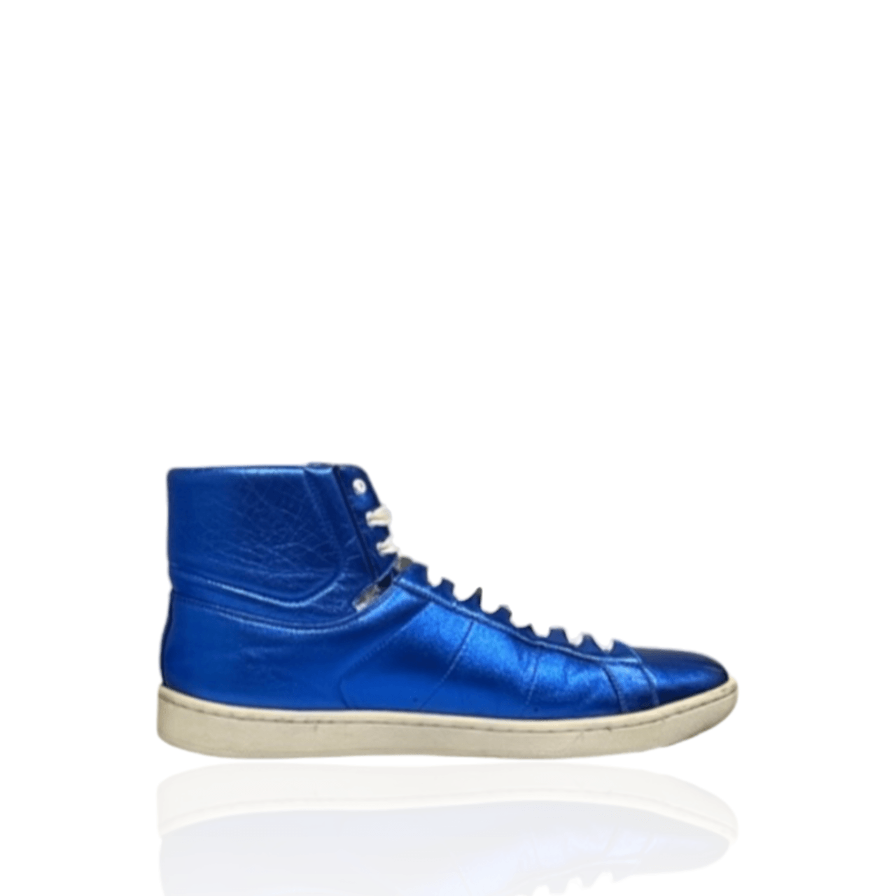 Yves Saint Laurent Blue Metallic Leather Sneakers