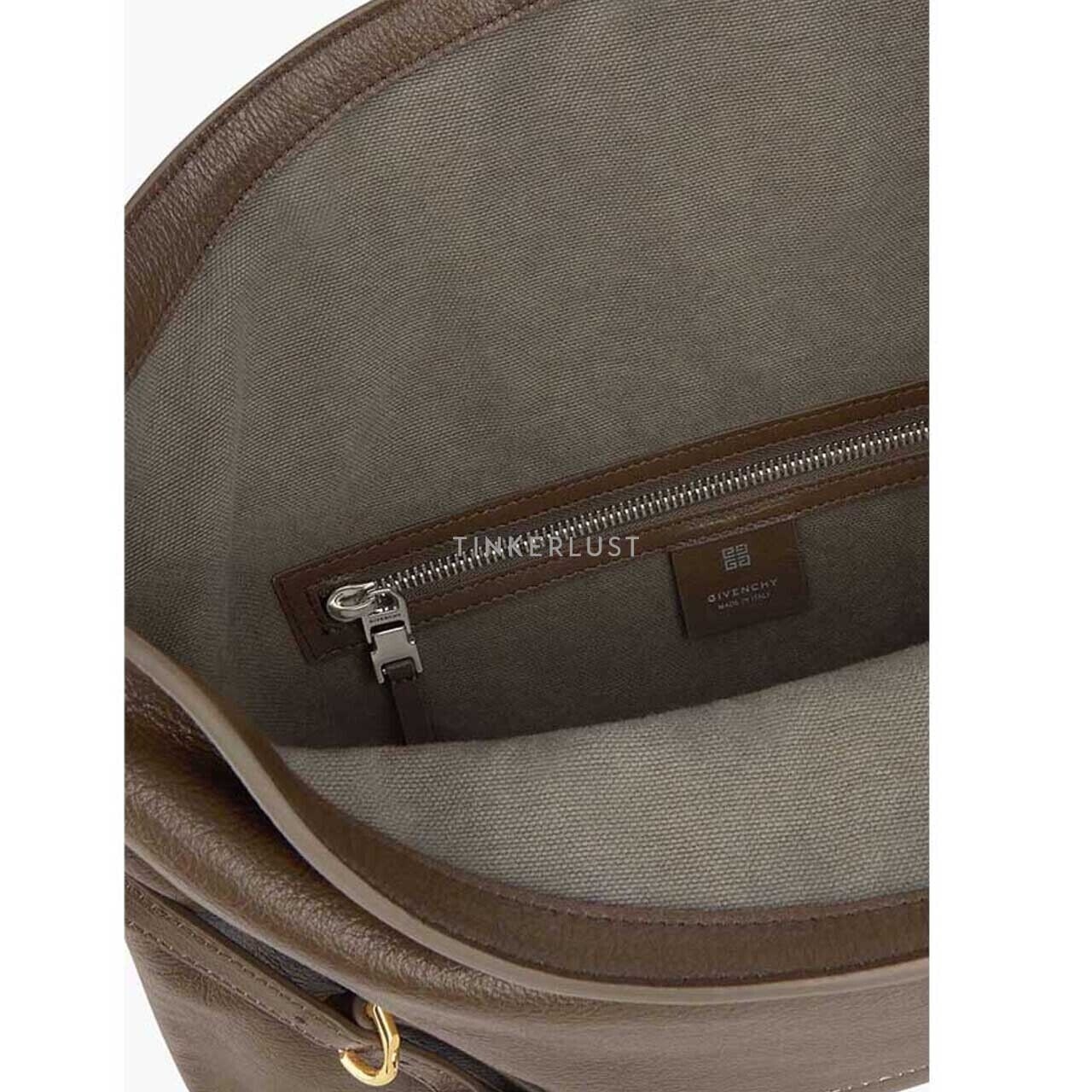 Givenchy Medium Voyou Shoulder Bag in Taupe Tumbled Calfskin Leather