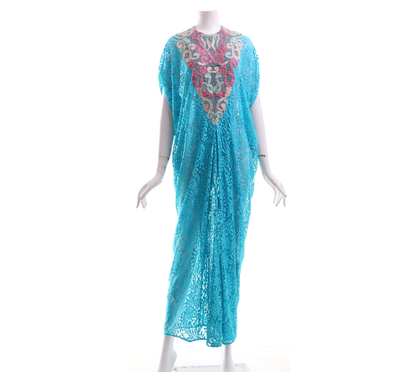 Febianihermaini Blue Lace Caftan Long Dress