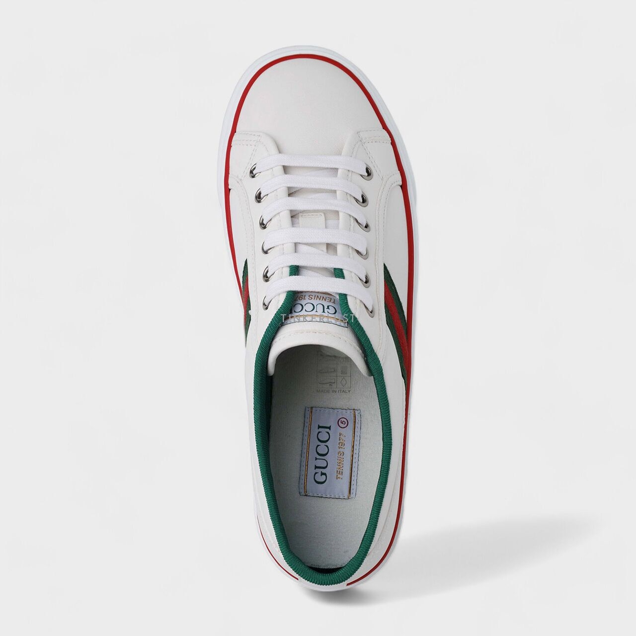 Gucci Tennis 1977 White Web Leather Sneakers