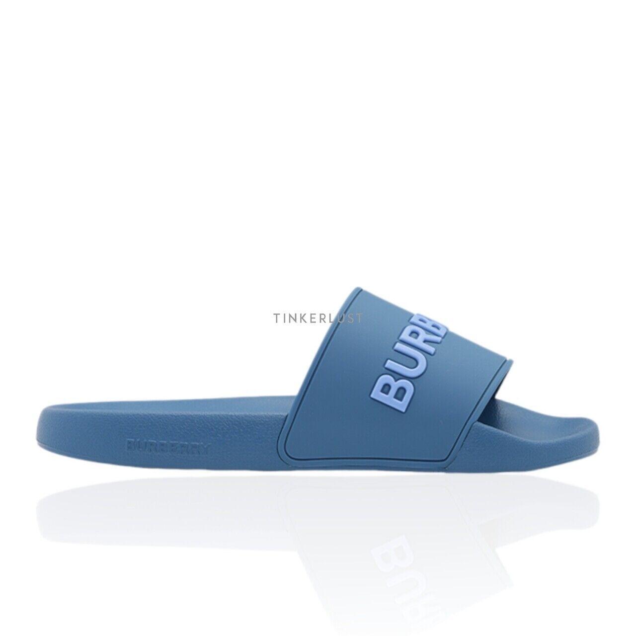 Burberry Men Logo Embossed Slides Dark Cerulean Blue Sandals