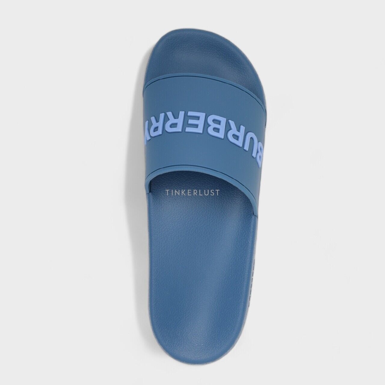 Burberry Men Logo Embossed Slides Dark Cerulean Blue Sandals