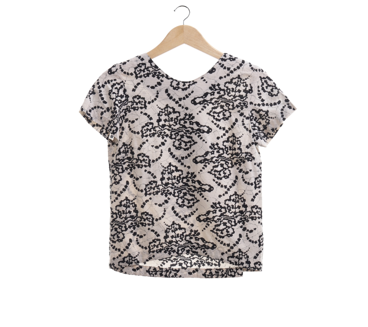Anynome Off White & Black Patterned Blouse