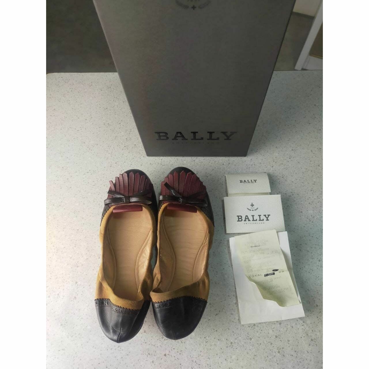 Bally Balerina Brown/Black Flat Shoes