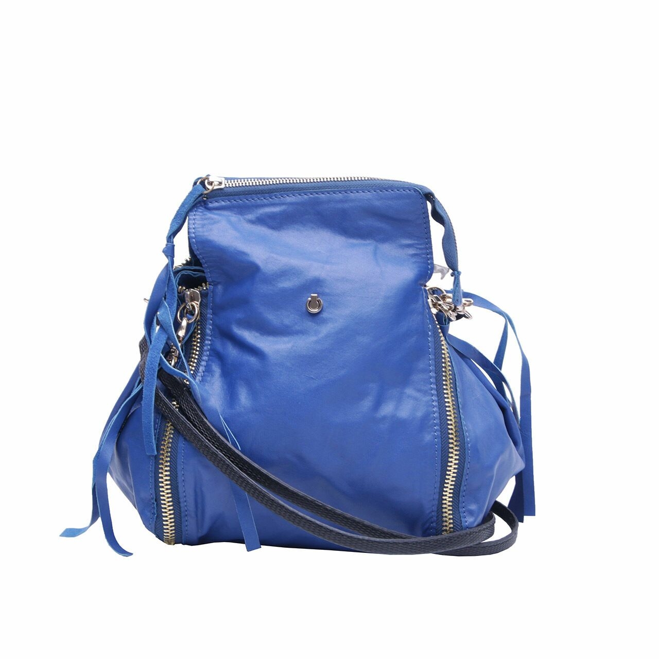 Pla Blue Zipper Shoulder Bag