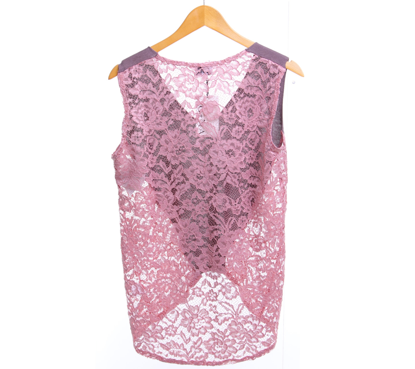 G+NA Pink And Brown Lace Sleeveless