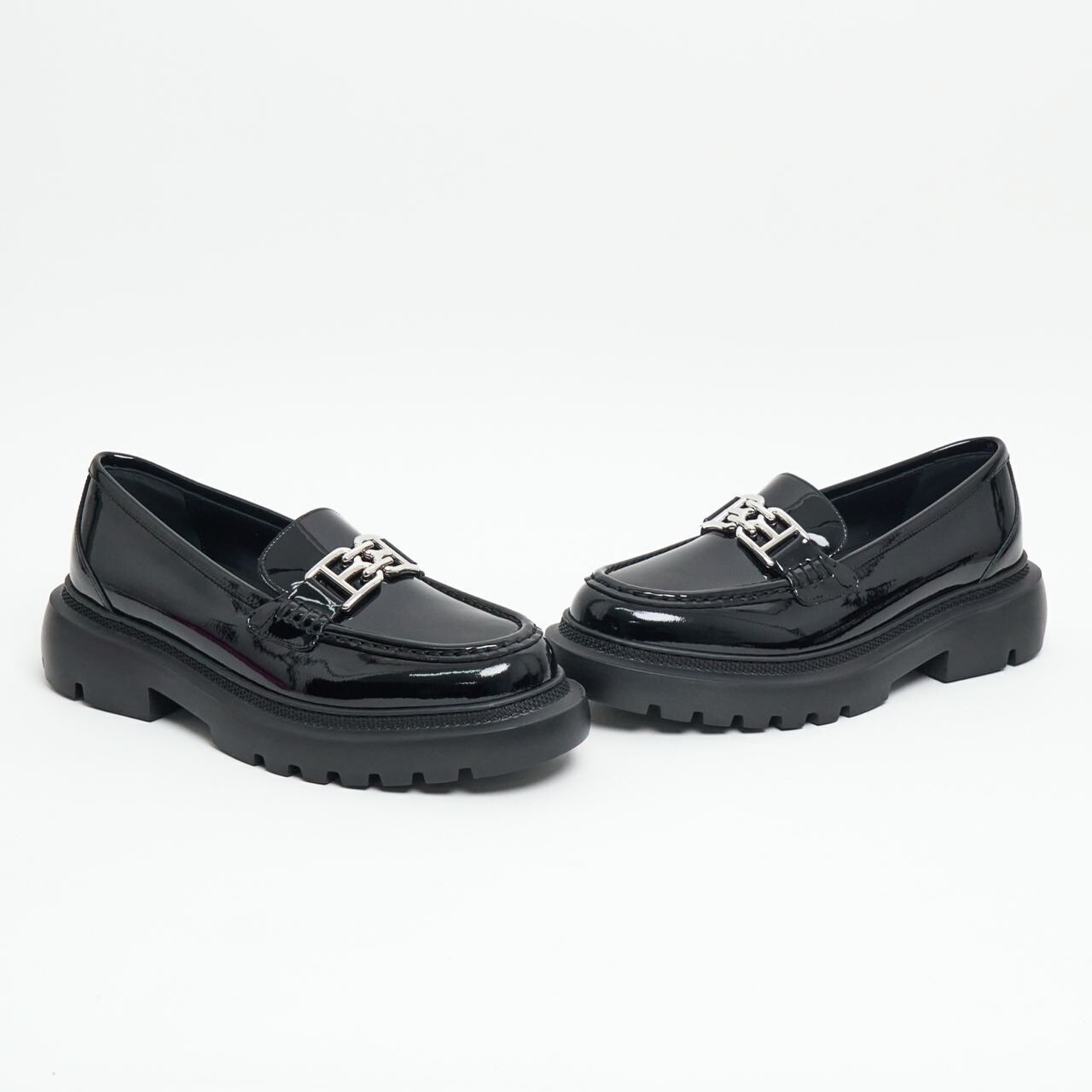 Bally Gioia Chunky Patent Leather Loafers Black Shw