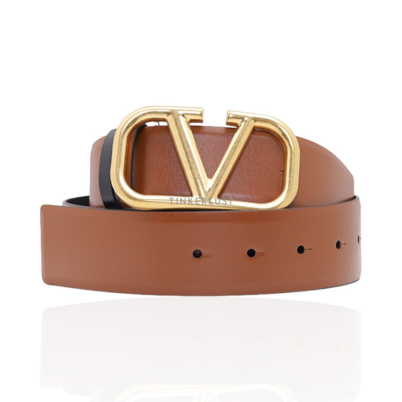 Valentino Garavani VLogo Reversible Black/Brown Leather Belt