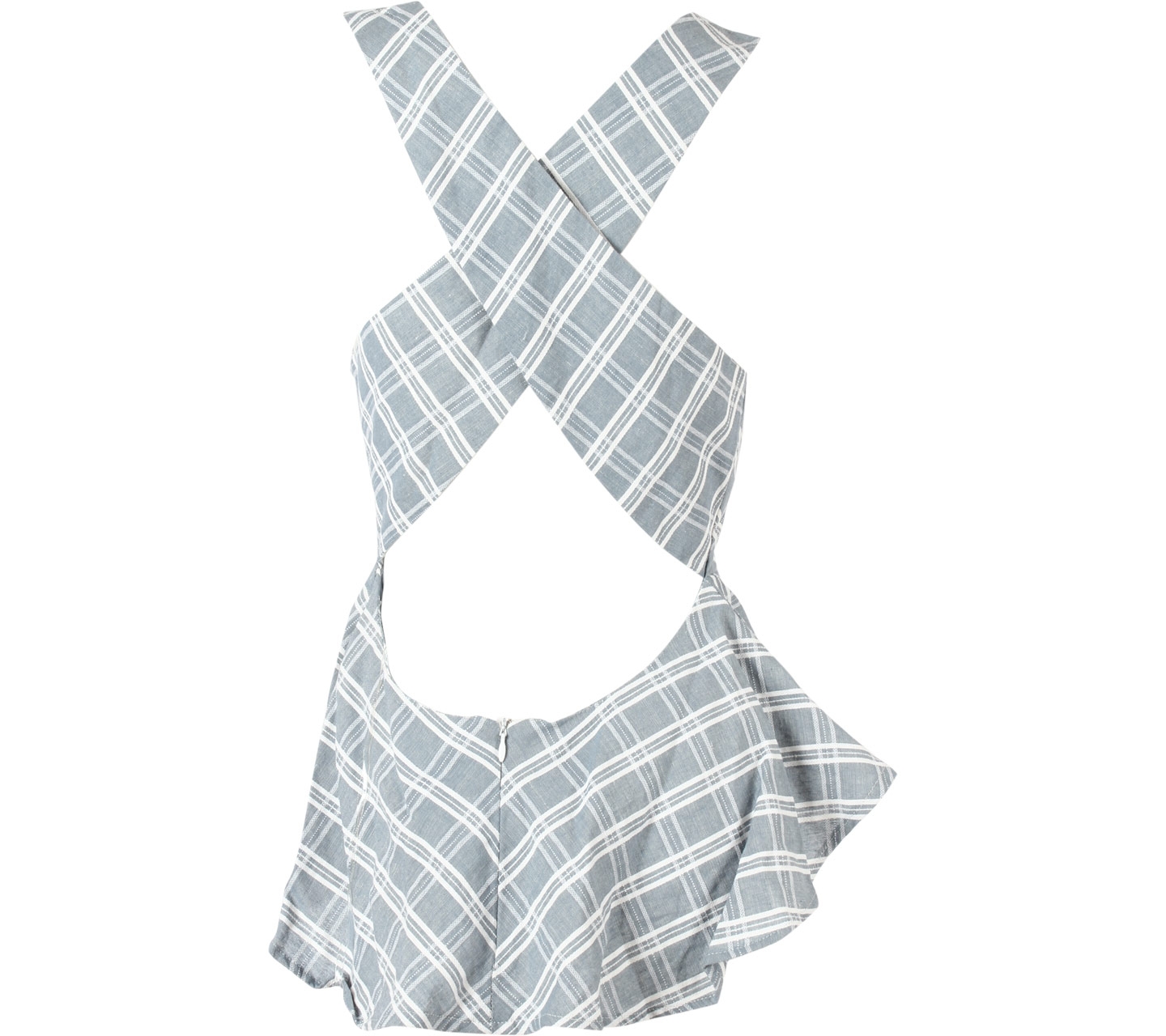 Project RTW Blue And White Plaid Back Cut Out Sleeveless