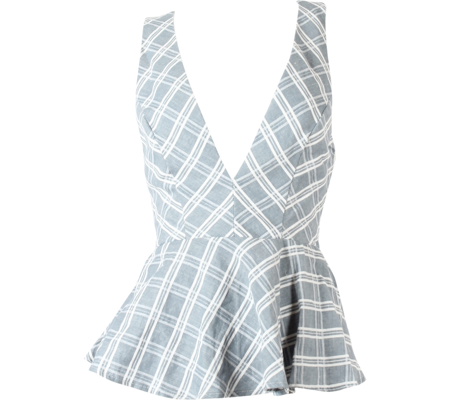 Project RTW Blue And White Plaid Back Cut Out Sleeveless