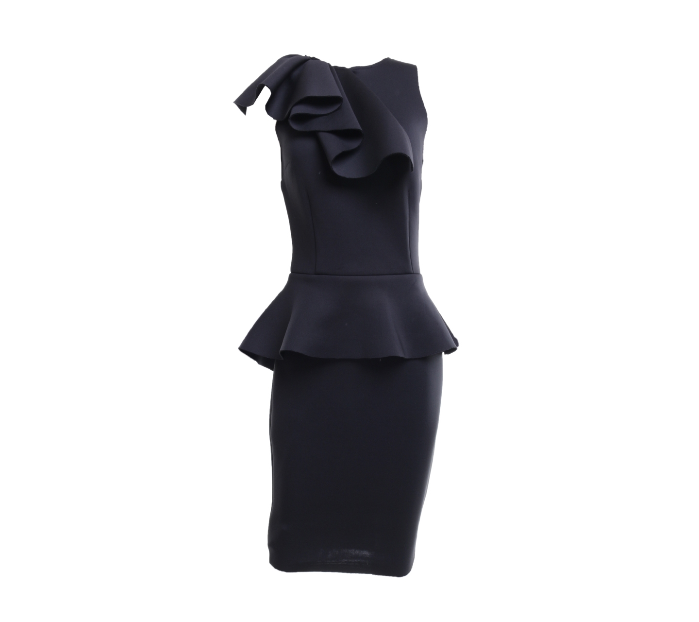 Lotuz Black Ruffle Midi Dress