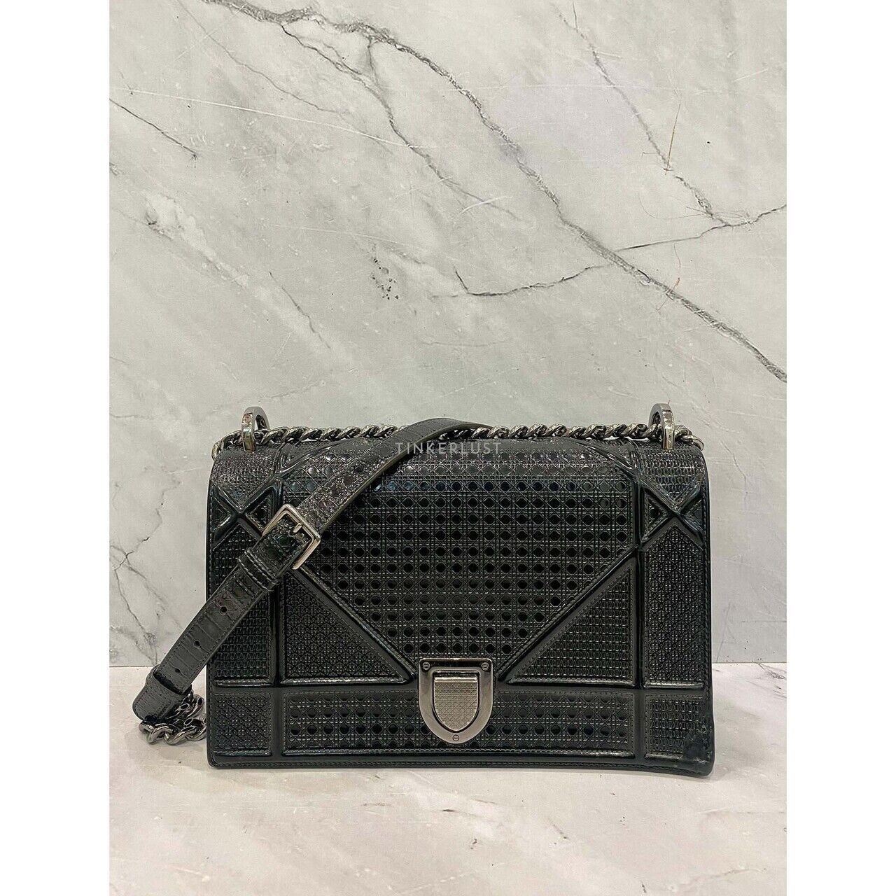 Christian Dior Diorama Medium Black Metalic SHW 2017 Shoulder Bag