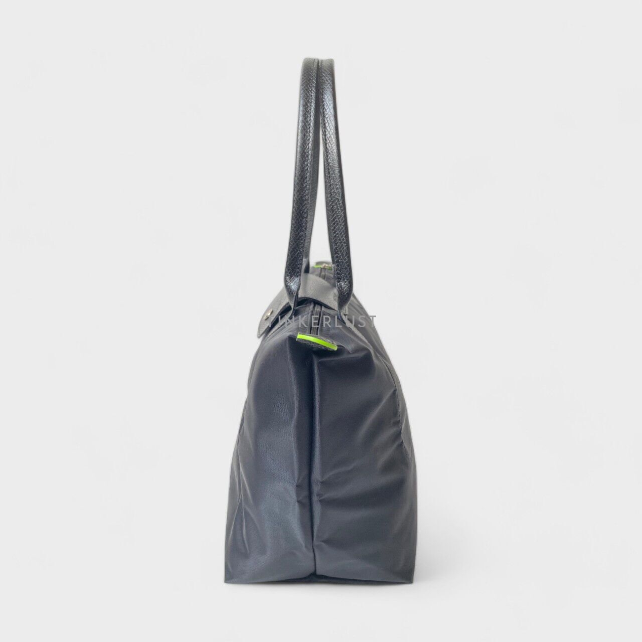 Longchamp Le Pliage Green Small Long Handle Black Tote Bag