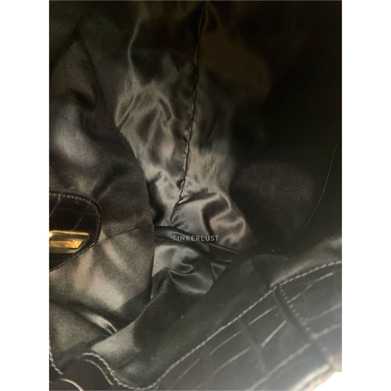 Moschino Hobo Croco Embossed Black GHW Shoulder Bag