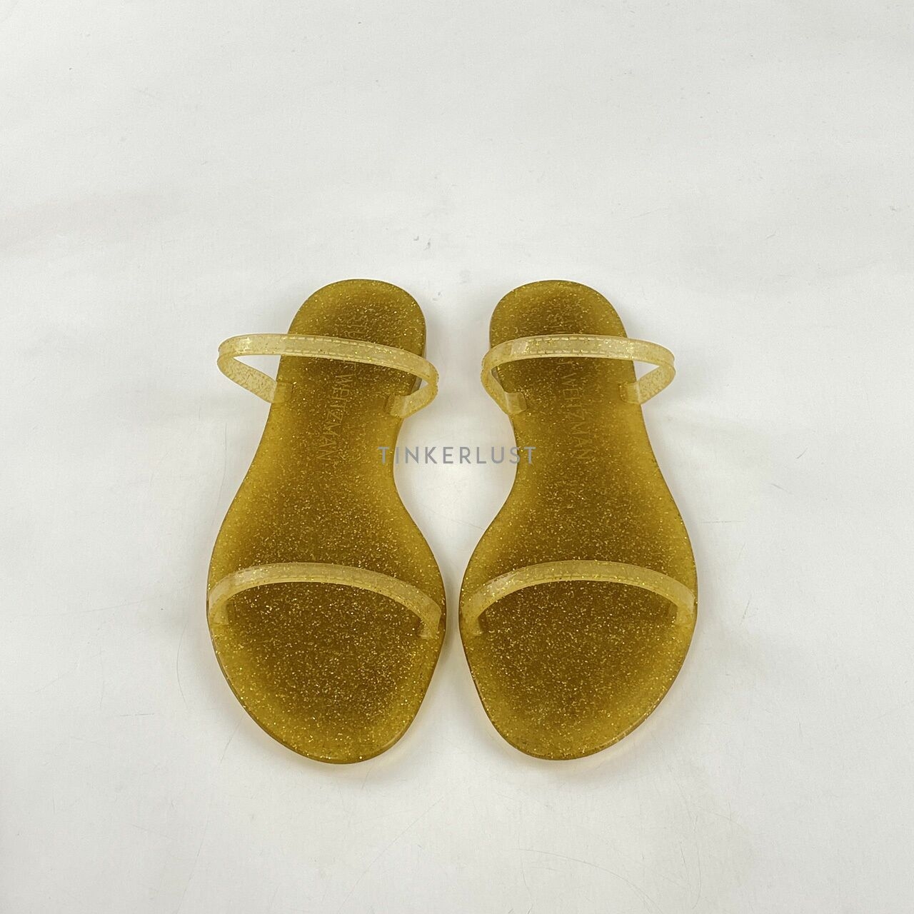 Stuart Weitzman Gold Glitter Sawyer Jelly Pool Slides  Sandals