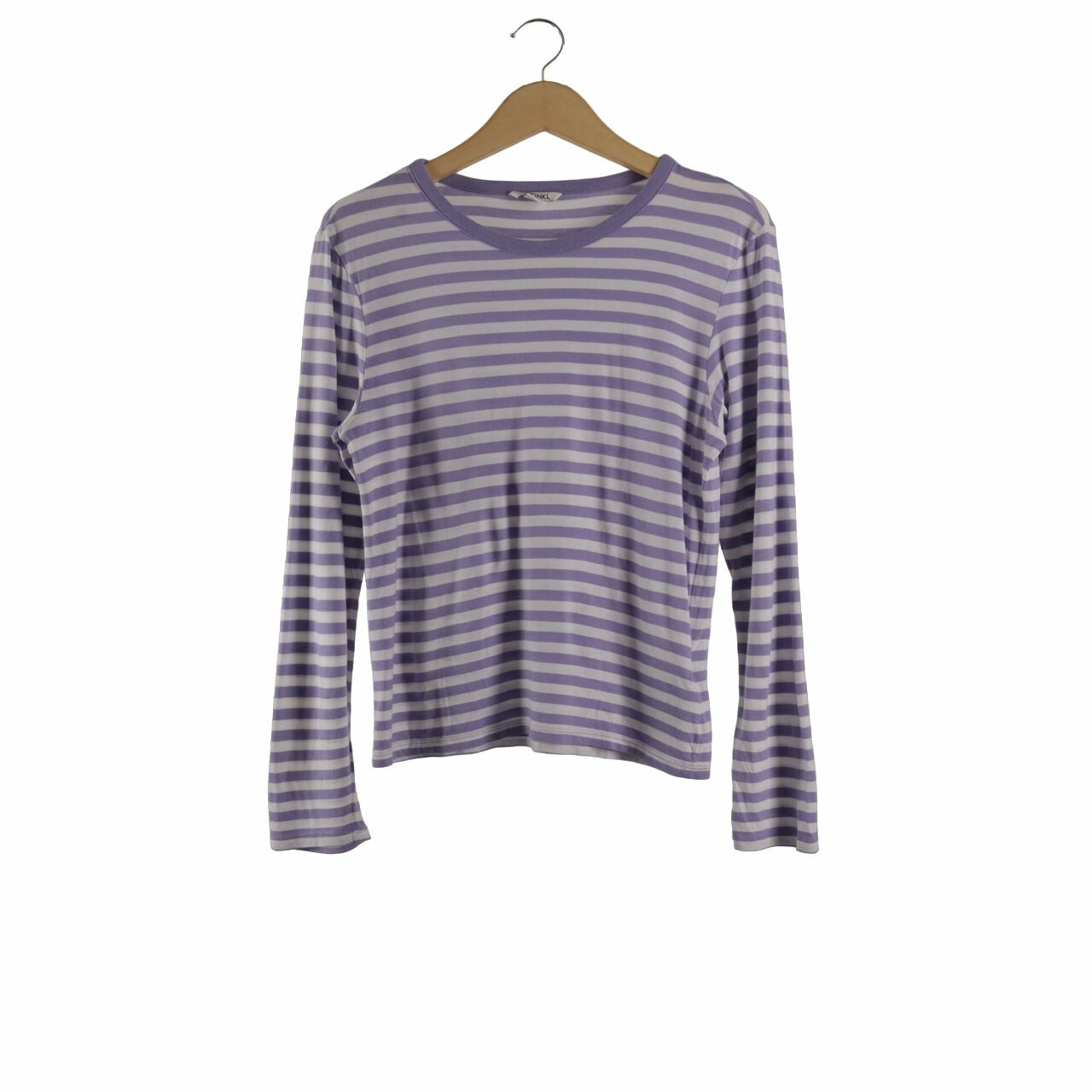 Monki White & Lilac Stripes Long Sleeve Tshirt