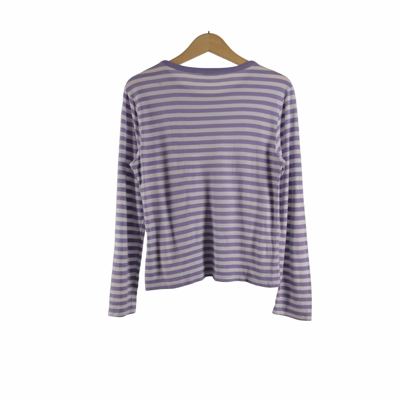 Monki White & Lilac Stripes Long Sleeve Tshirt