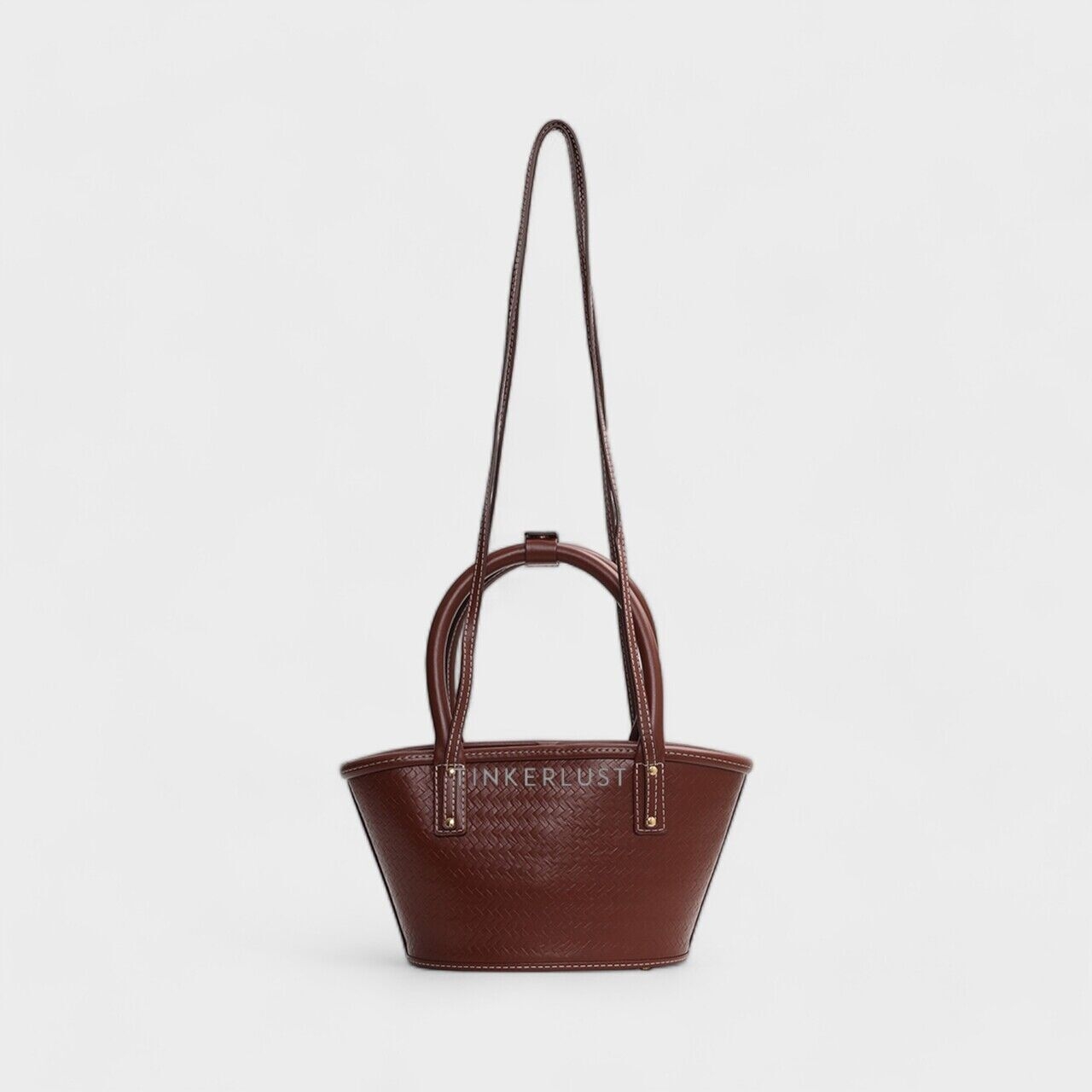 Jacquemus Le Petit Panier Soli Cuir in Weave Embossed Brown Smooth Leather Basket Bag