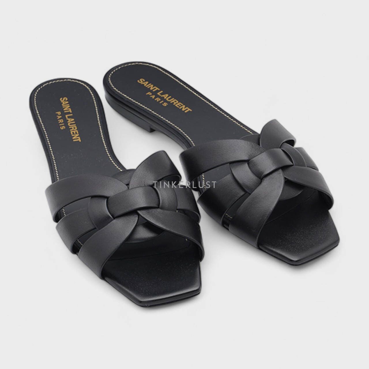 Saint Laurent Nu Pieds 0.5cm Slippers in Black Calf Sandals