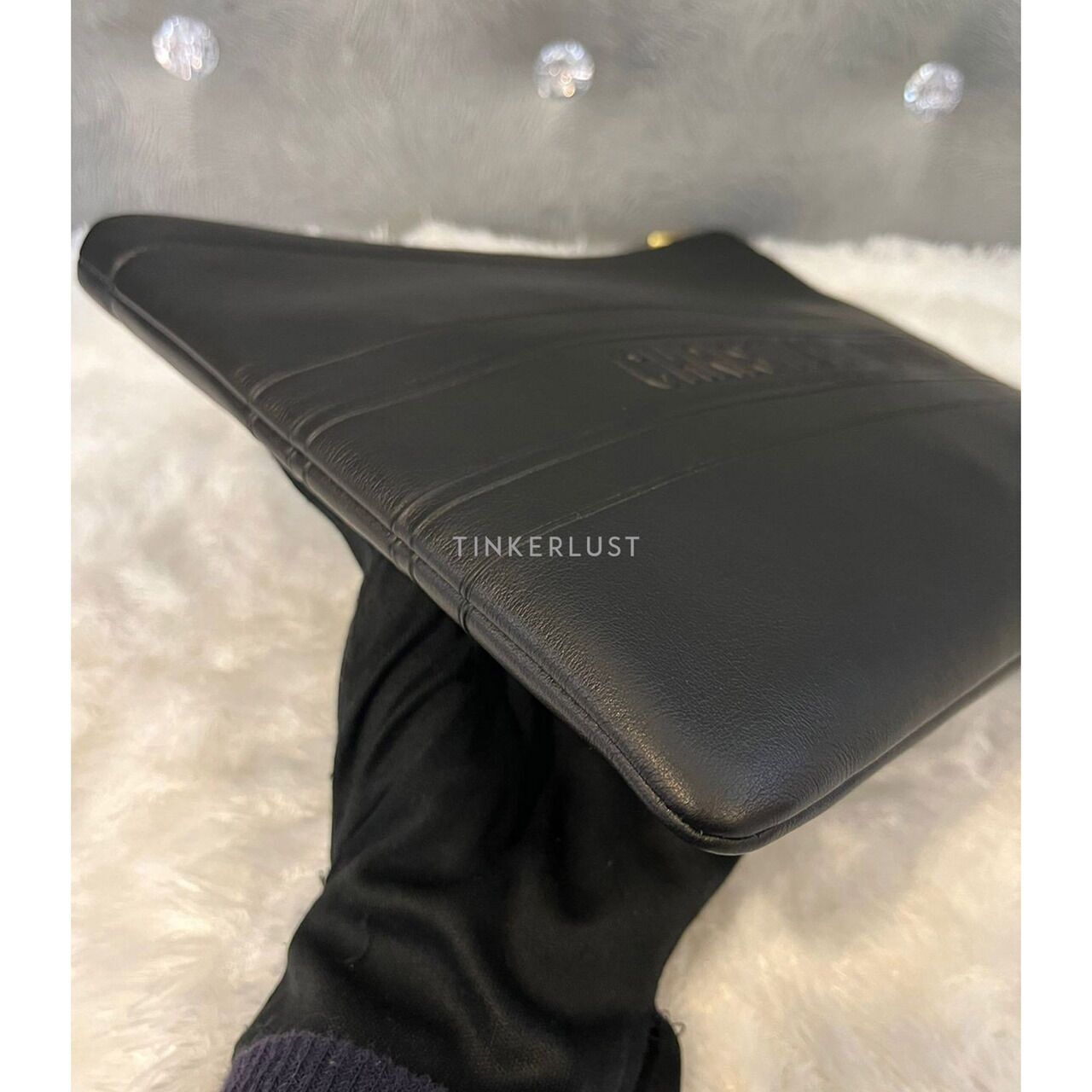 Christian Dior Stripe Black Calfskin 2020 Clutch
