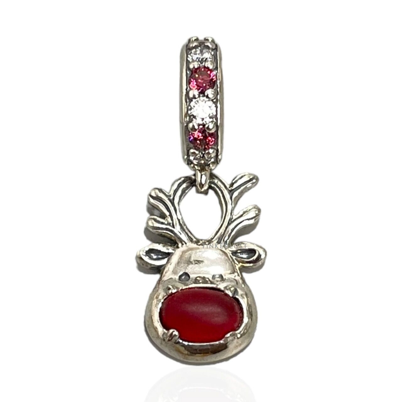 Pandora Silver Red Nose Reindeer Murano Dangle Charm Jewelry