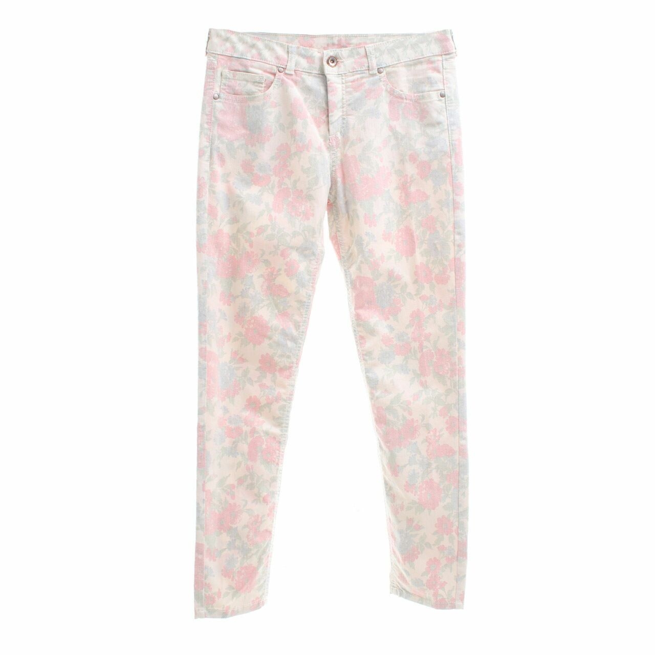 United Colors Of Benetton Cream Floral Skinny Long Pants