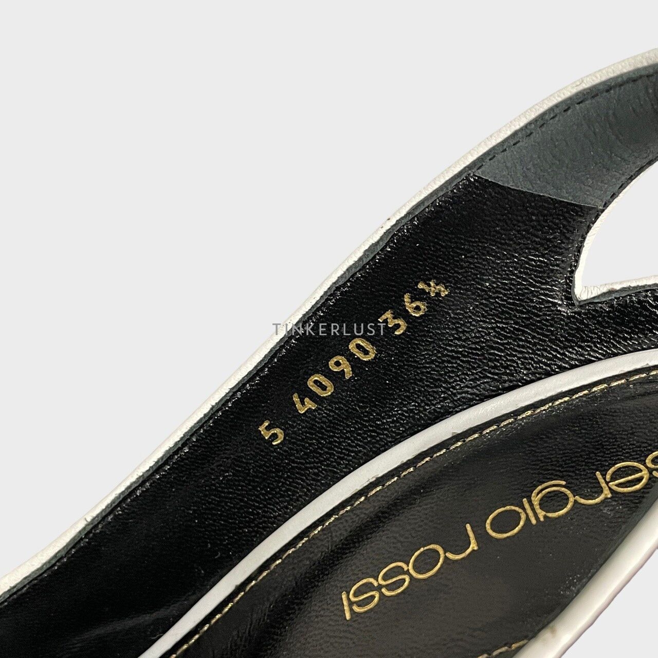 Sergio Rossi Peep Toe Slingback Contrast Piping Black Leather Heels