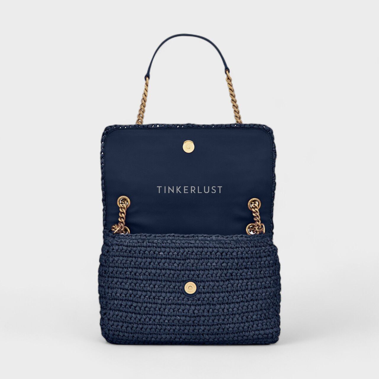 Saint Laurent Medium Monogram Niki in Vivid Blue Raffia x Leather with Bronze Hardware Shoulder Bag