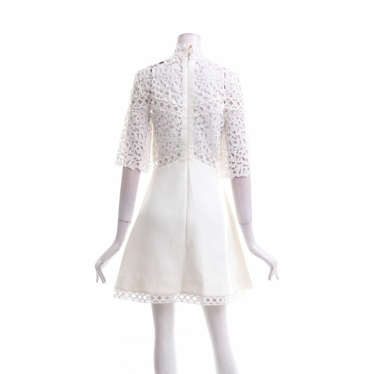 Keepsake White Perforated Mini Dress