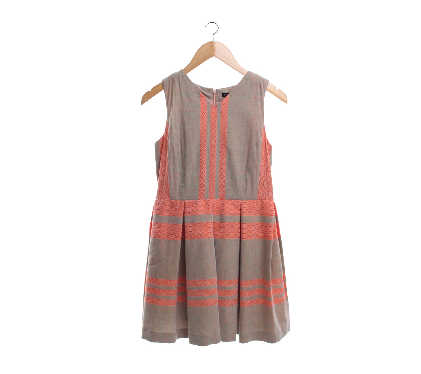 Anynome Orange And Olive Patterned Mini Dress