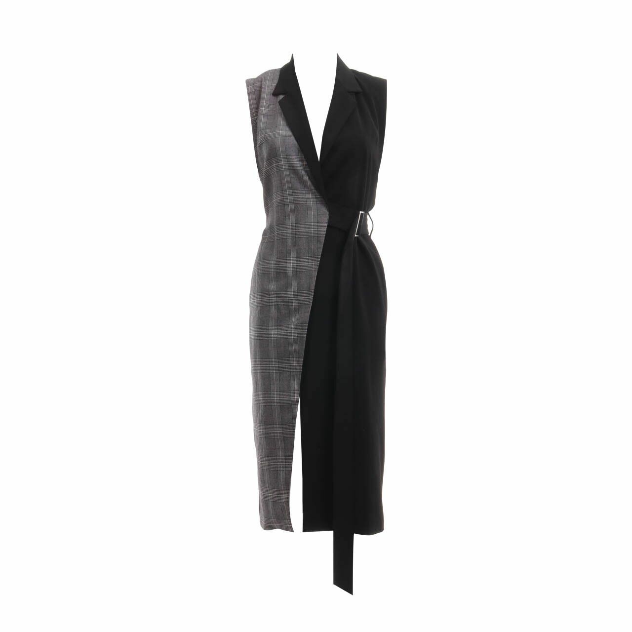 Reves Studio Black & White Wrap Midi Dress