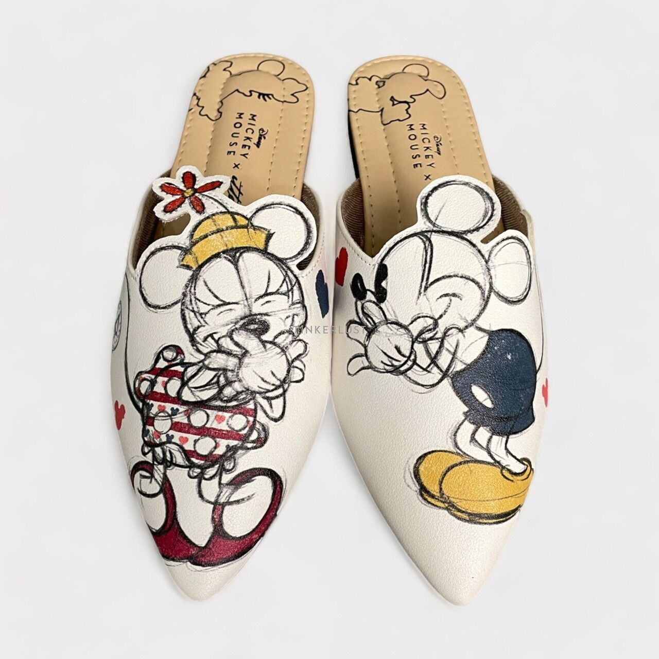 Ittaherl x Disney Dear Minnie Slipper Poitny Cloude White Mules Sandals