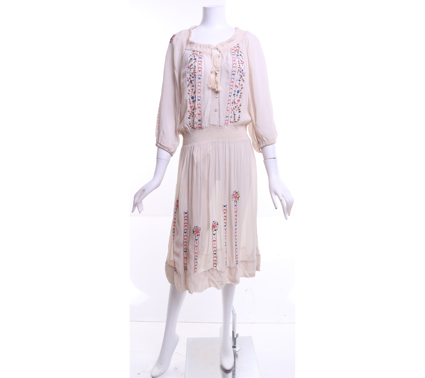 Monsoon Cream Floral Midi Dress