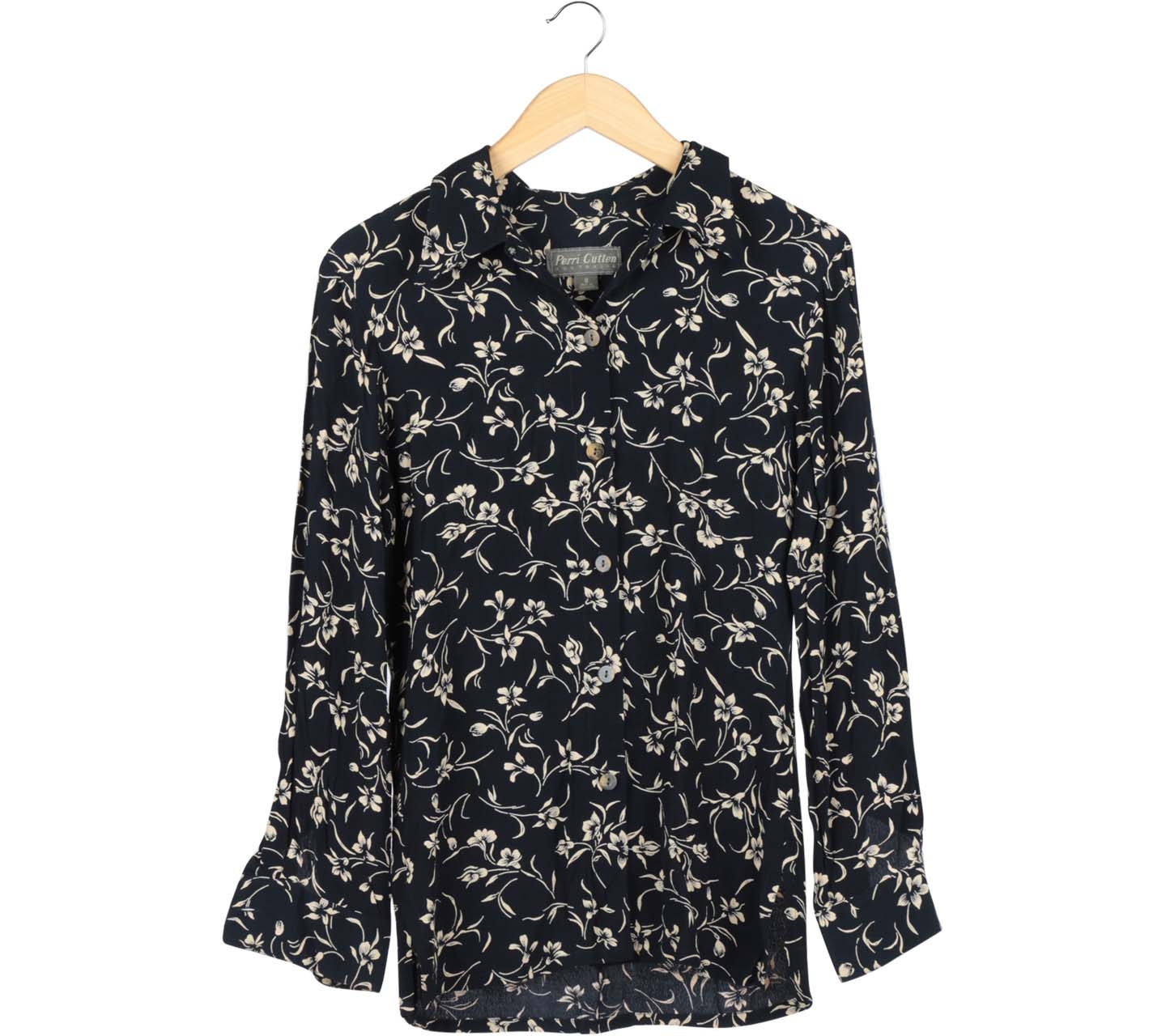 Perri Cutten Black And Cream Floral Shirt