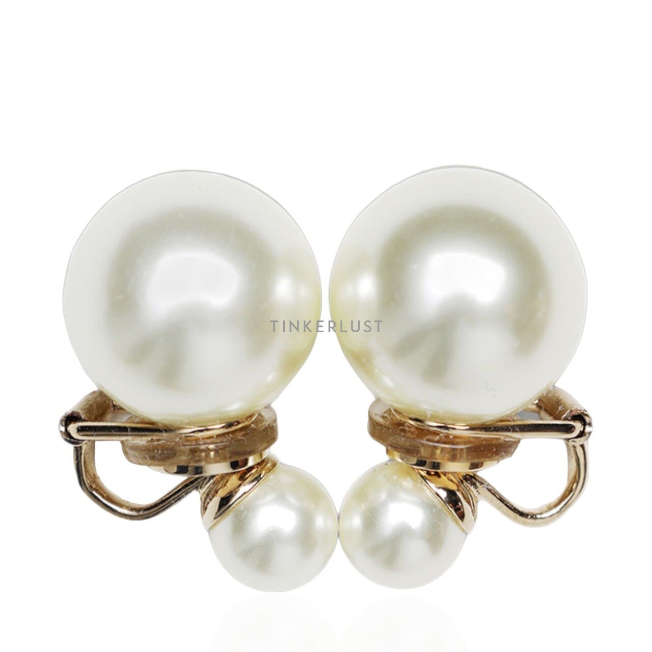 Christian Dior Dior Tribales Clip Earrings in Gold Metal with White Resin Pearls Jewellery