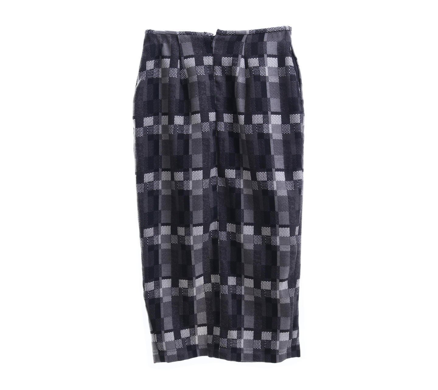 Day Night Grey & Black Plaid Slit Midi Skirt