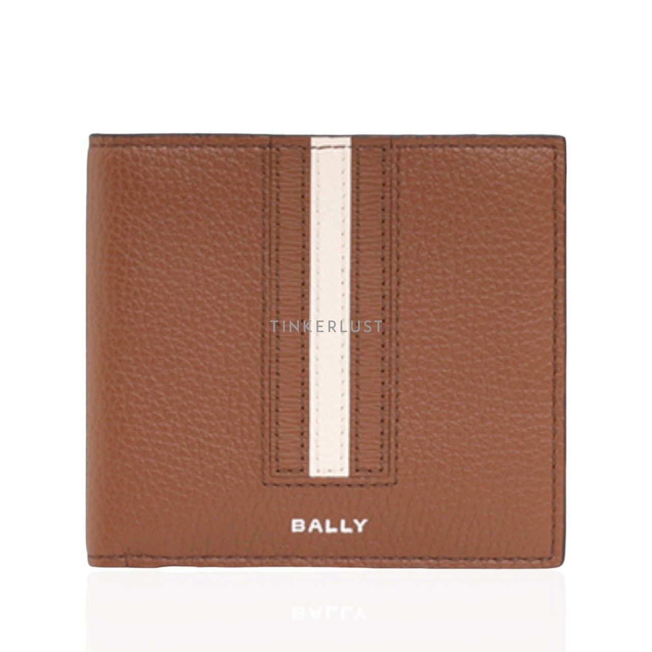 Bally Ribbon Bi-Fold Brown Grained Leather Wallet