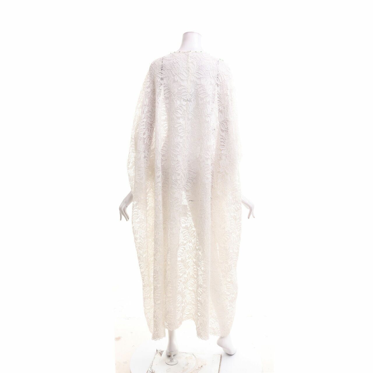 Luire By Raden Sirait White Lace Kaftan Midi Dress