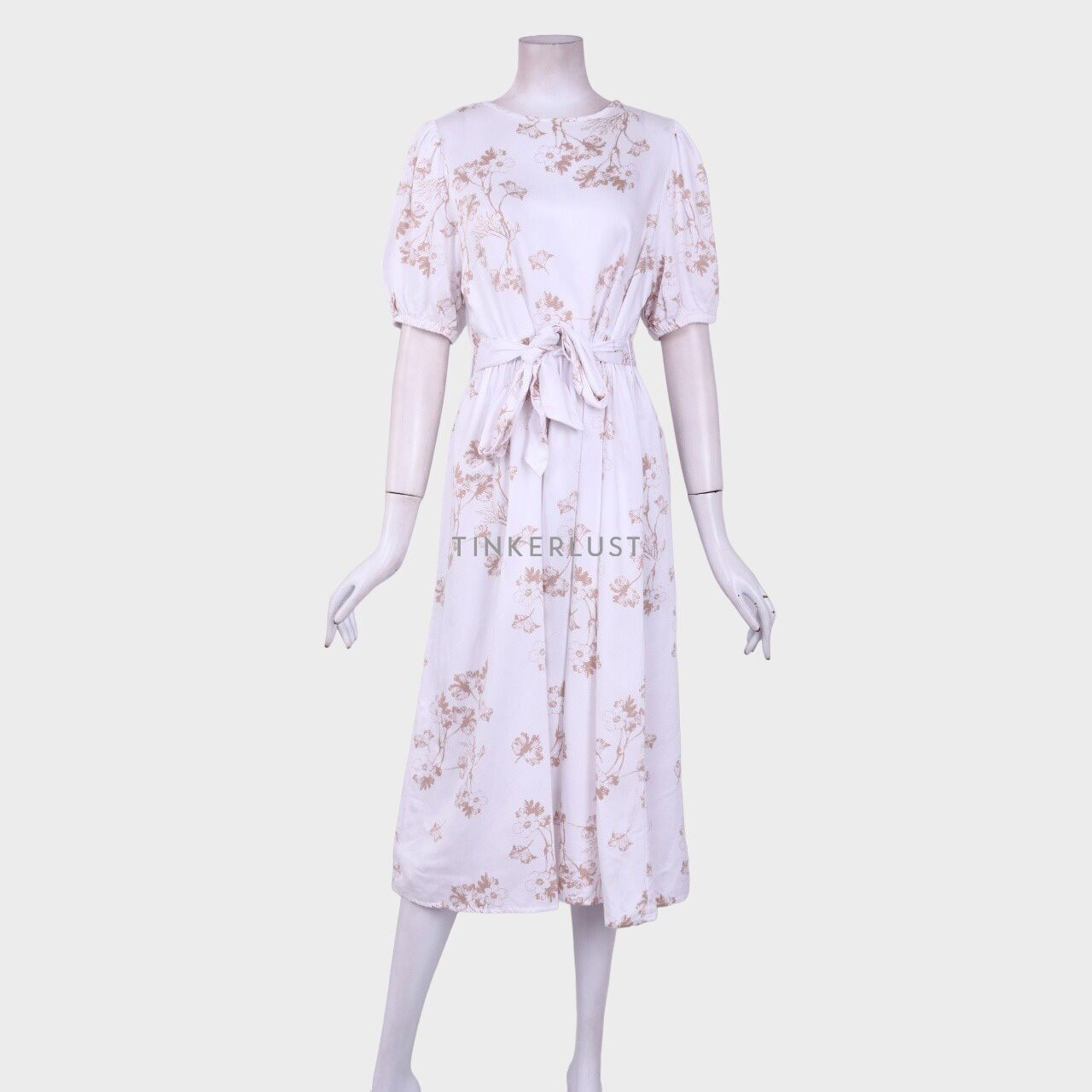 Minimal White Floral Midi Dress