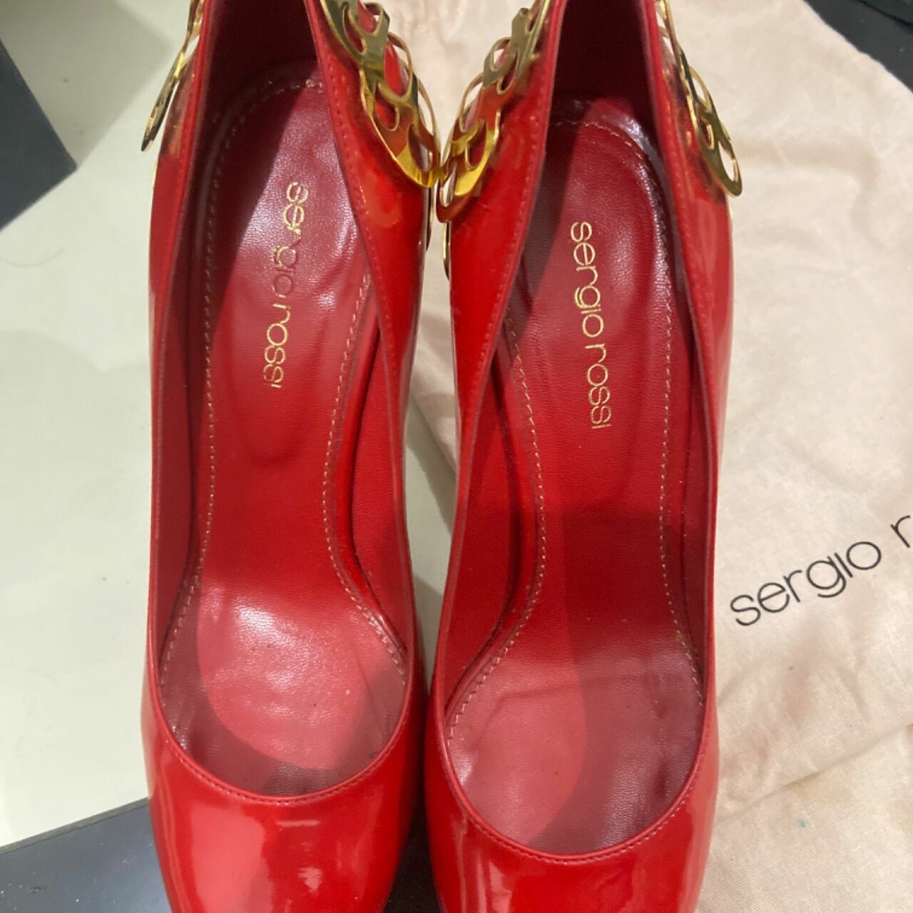 Sergio Rossi Gold & Red Heels