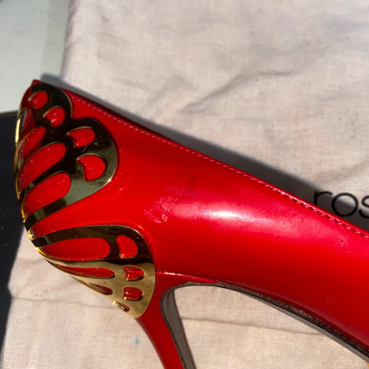 Sergio Rossi Gold & Red Heels